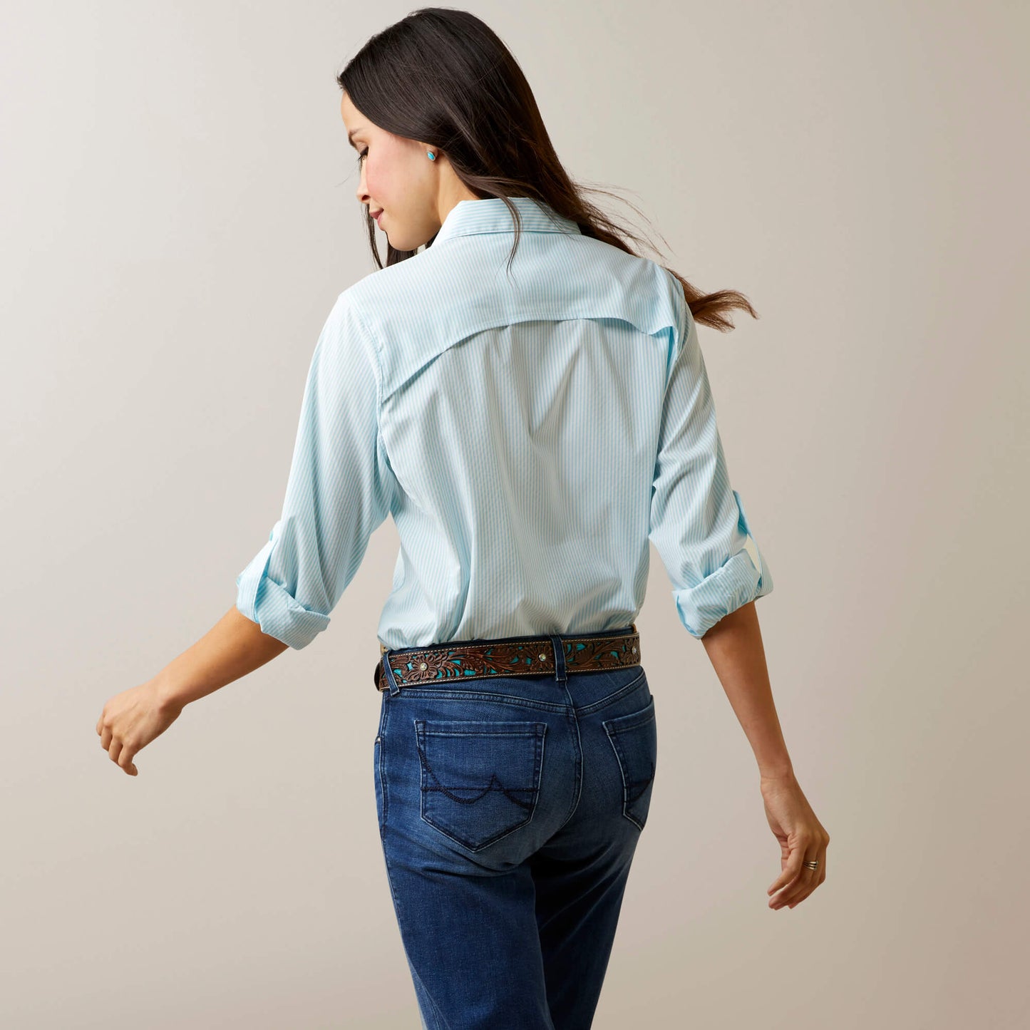 Ariat® VentTEK Stretch Shirt, Gulf Stream/White Stripe