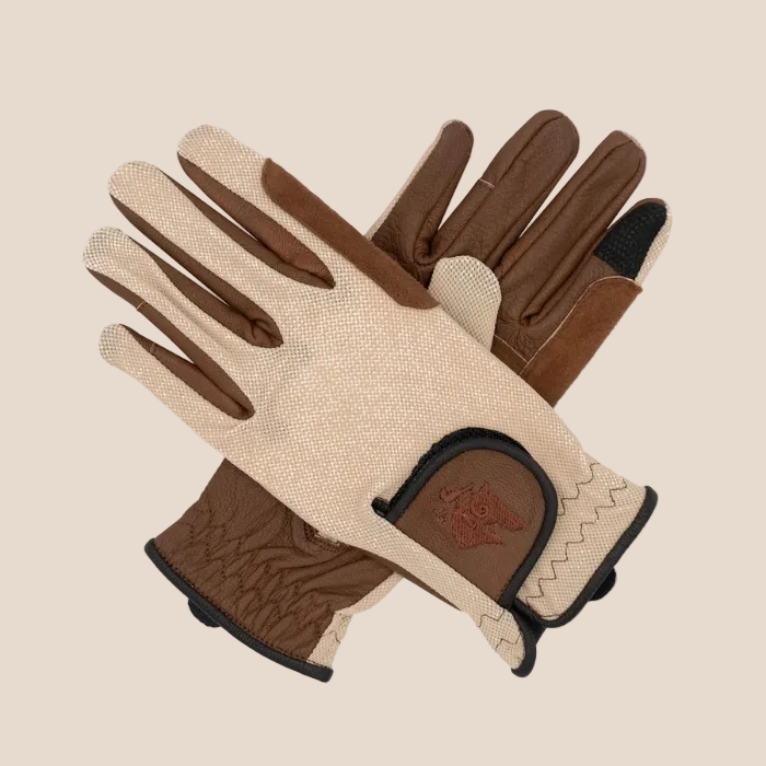 16C Riding Gloves, Oat & Cognac
