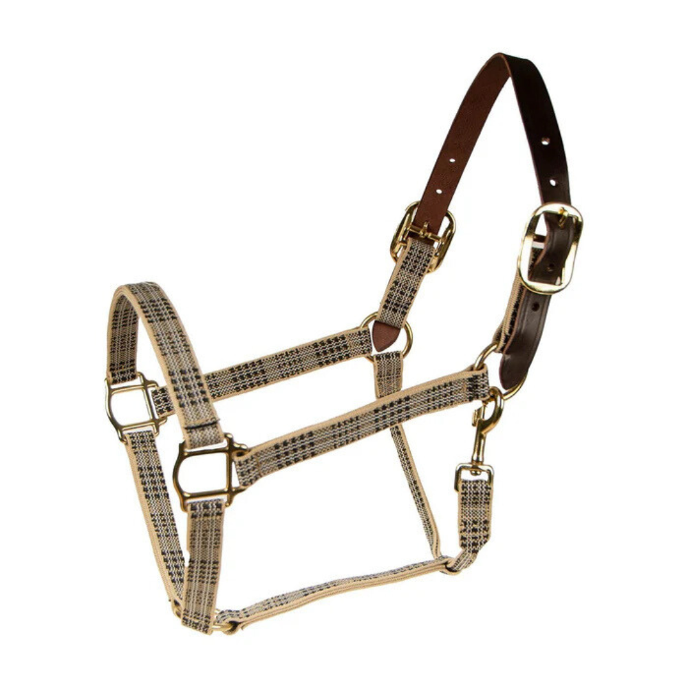 Product image of 5/A Baker® breakaway halter with full leather 1" crown, near side on white background.