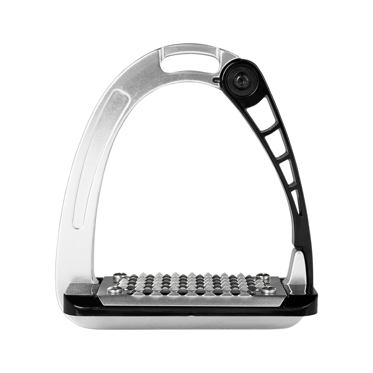 Silver and black Acavallo Arena Alu Pro Junior Stirrups.