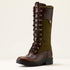 Ariat Wythburn II Waterproof brown and green knee-high boot with laces on a beige background