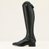 Side image of a left Ariat black  Palisade tall dress riding boot on white background.