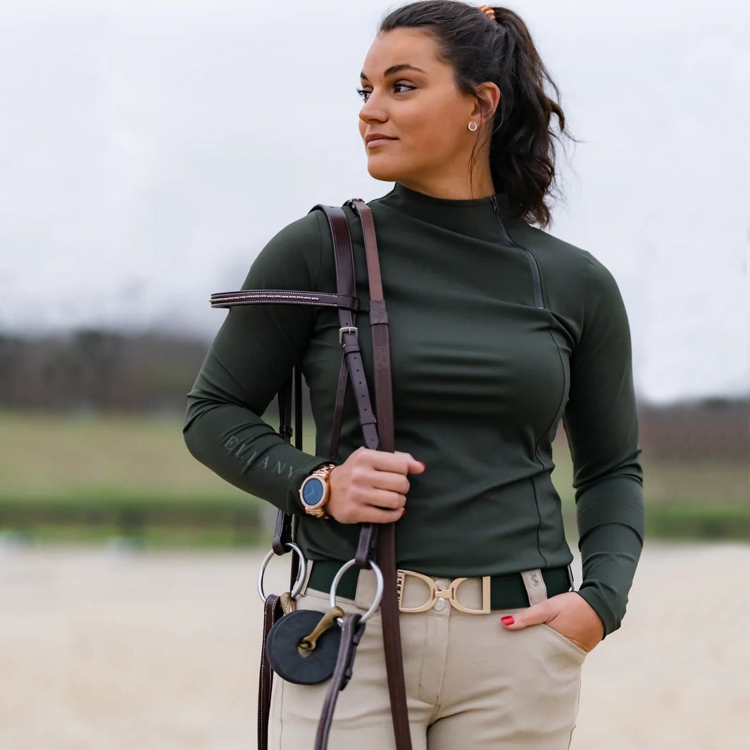 Ellany 1.5" Forest, Gold Stirrup Buckle Belt