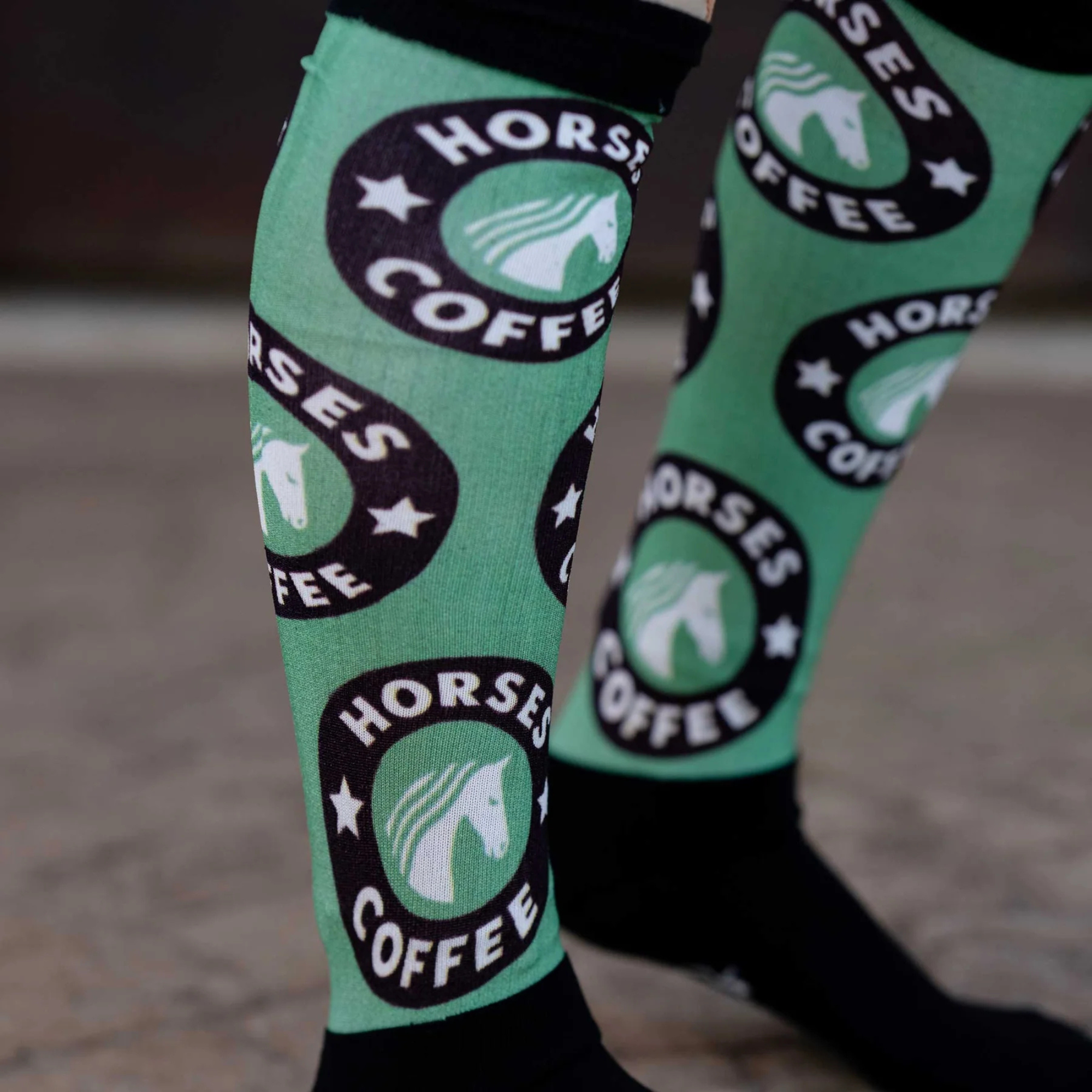 Dapplebay Slick Boot Socks, Horses & Coffee