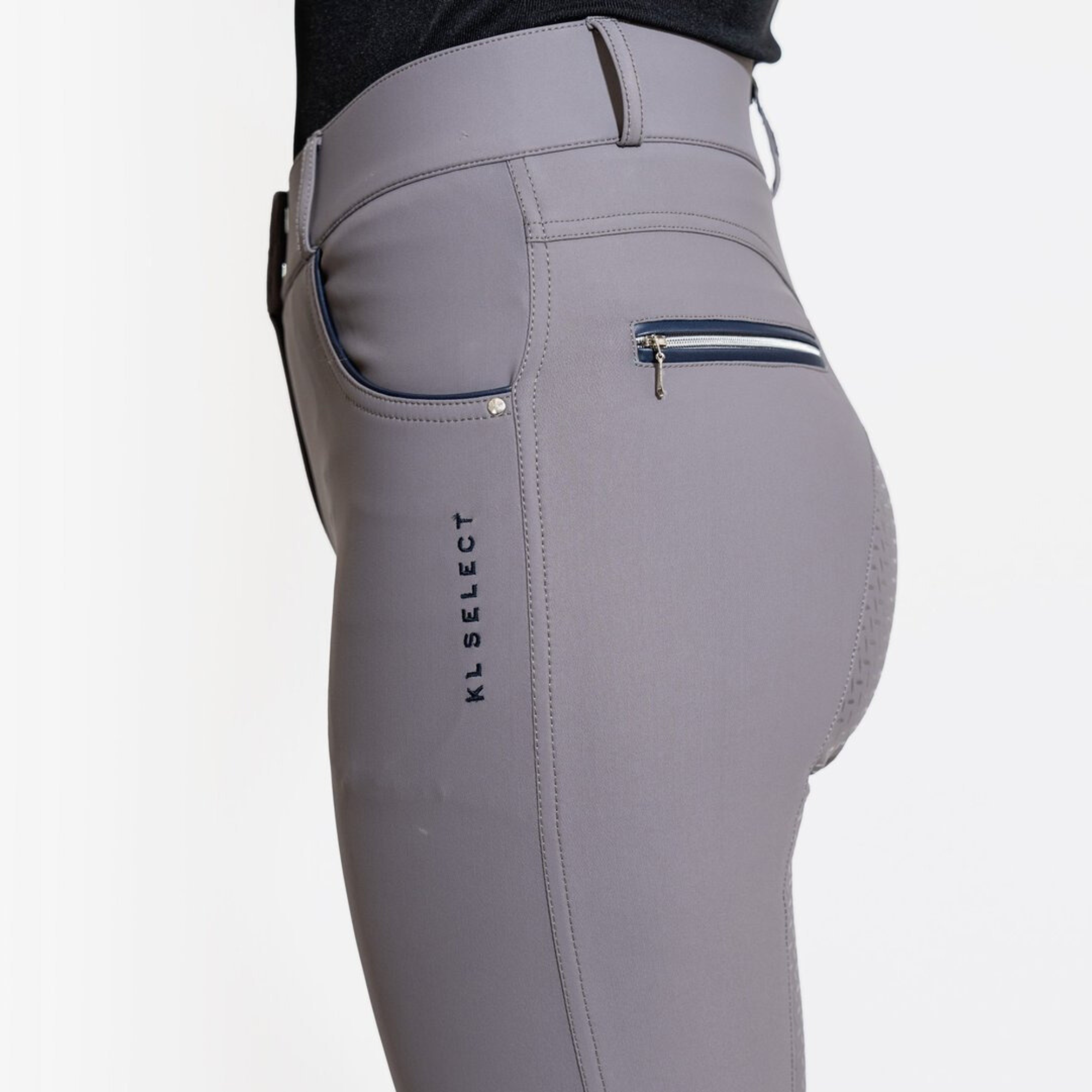 KL Select Gabrielle Full Seat Breeches, Grey/Navy
