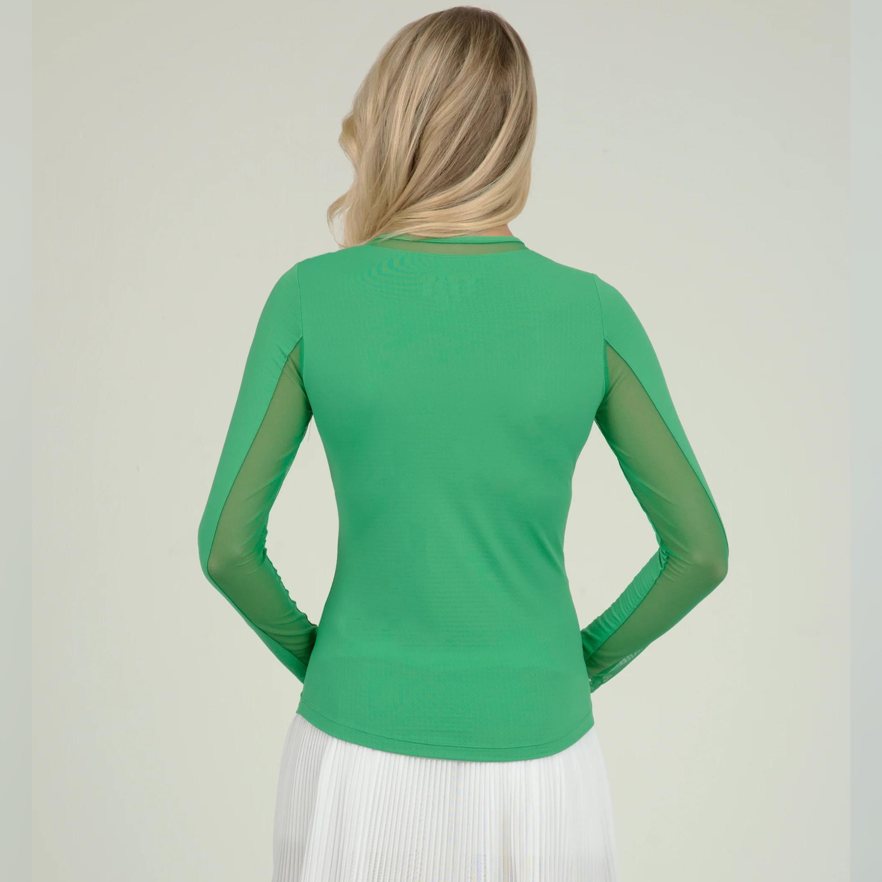 IBKUL Long Sleeve Crew Neck with Mesh, Green