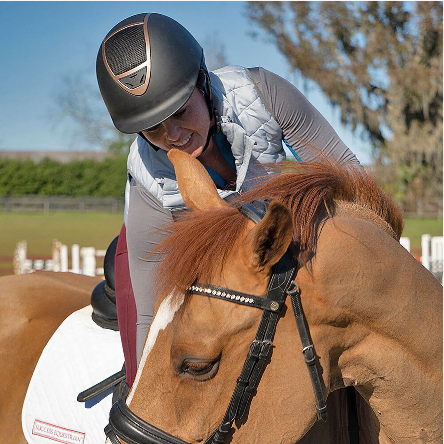 IRH XLT Premium Show Helmet, Matte Black/Gloss Rose Gold Vent