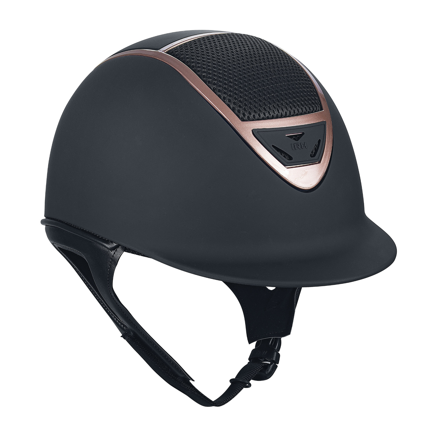 IRH XLT Premium Show Helmet, Matte Black/Gloss Rose Gold Vent