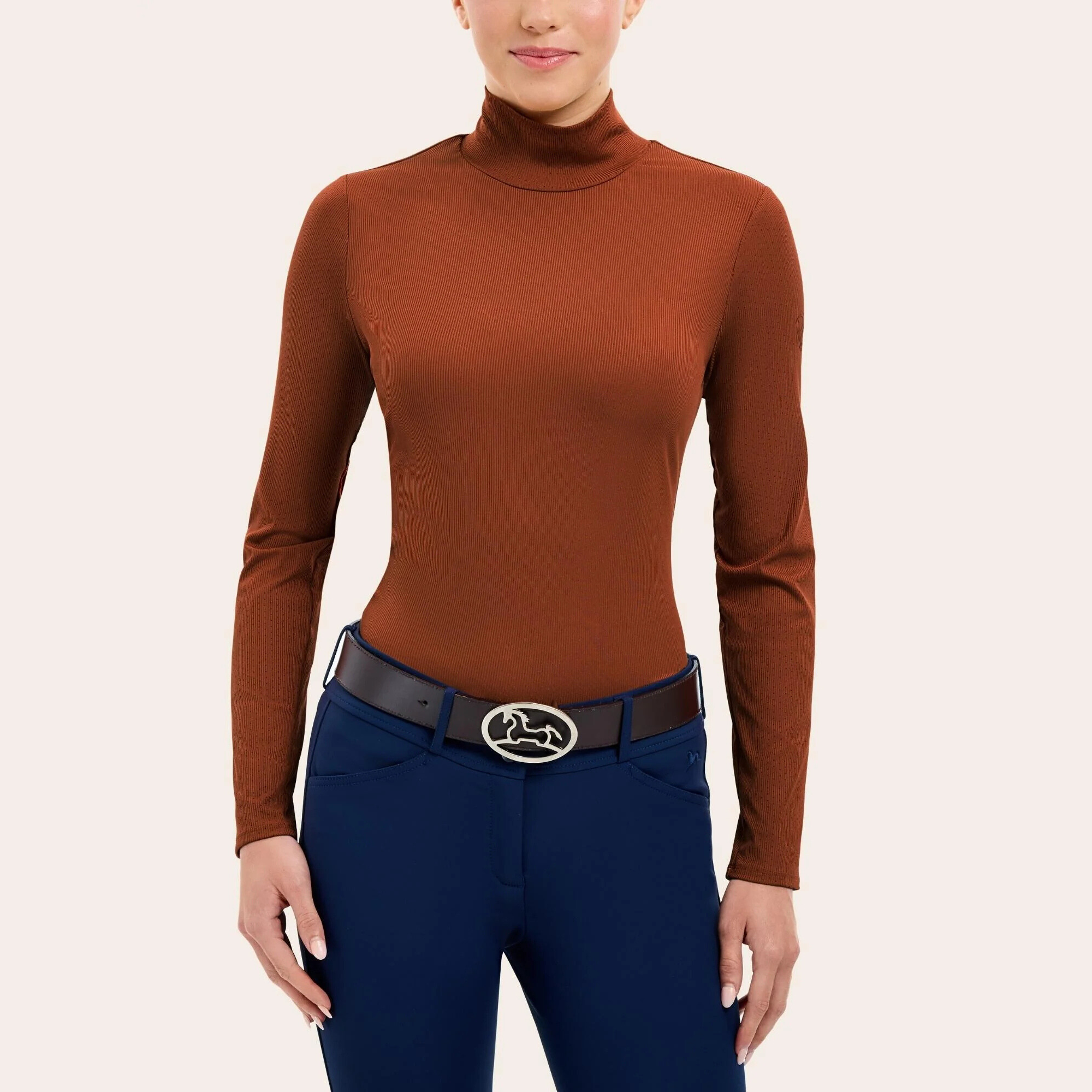 R.J. Classics Joelle Mock Neck Shirt, Baked Clay