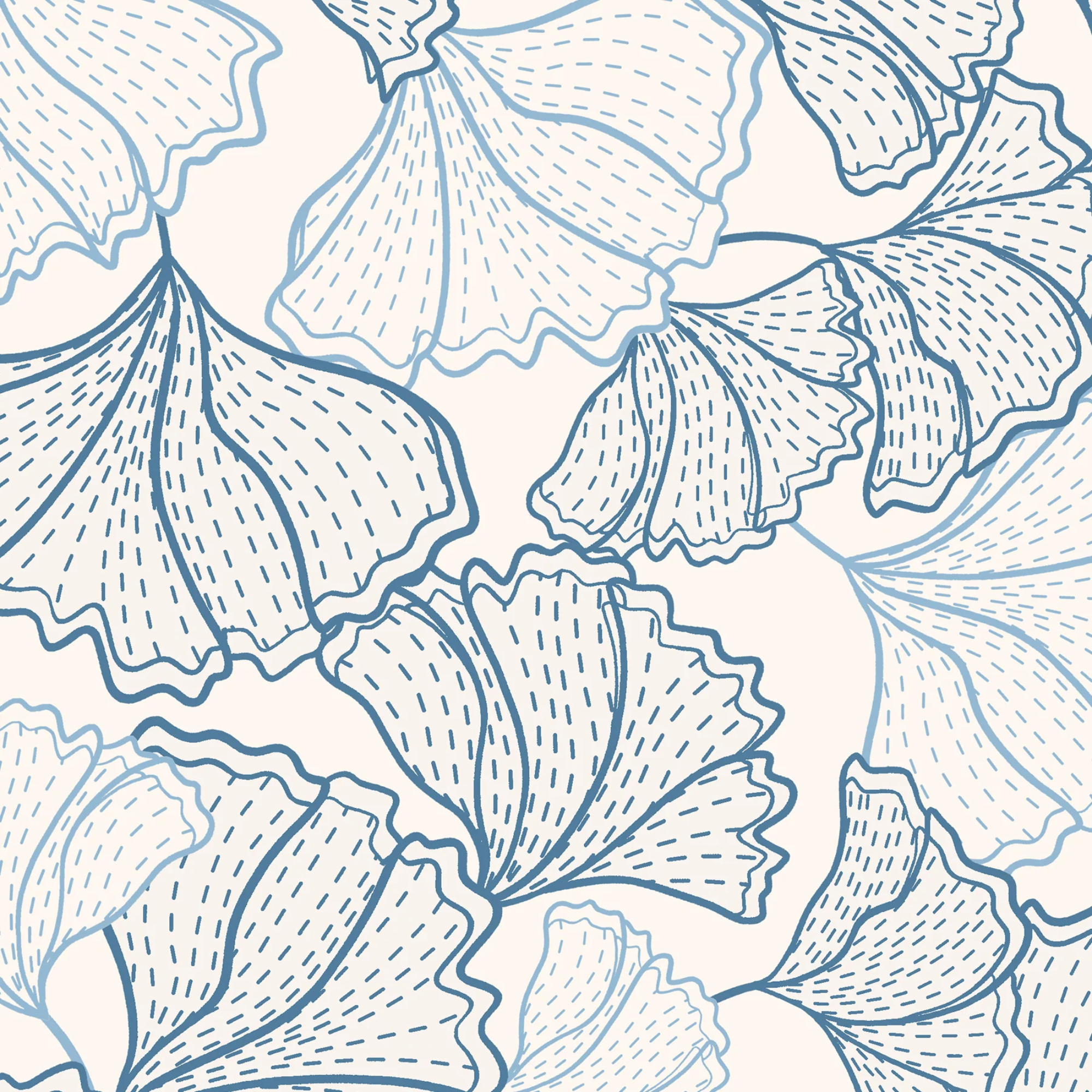 Kastel Cap Sleeve Chambray Blue Poppies 1/4 Zip Shirt