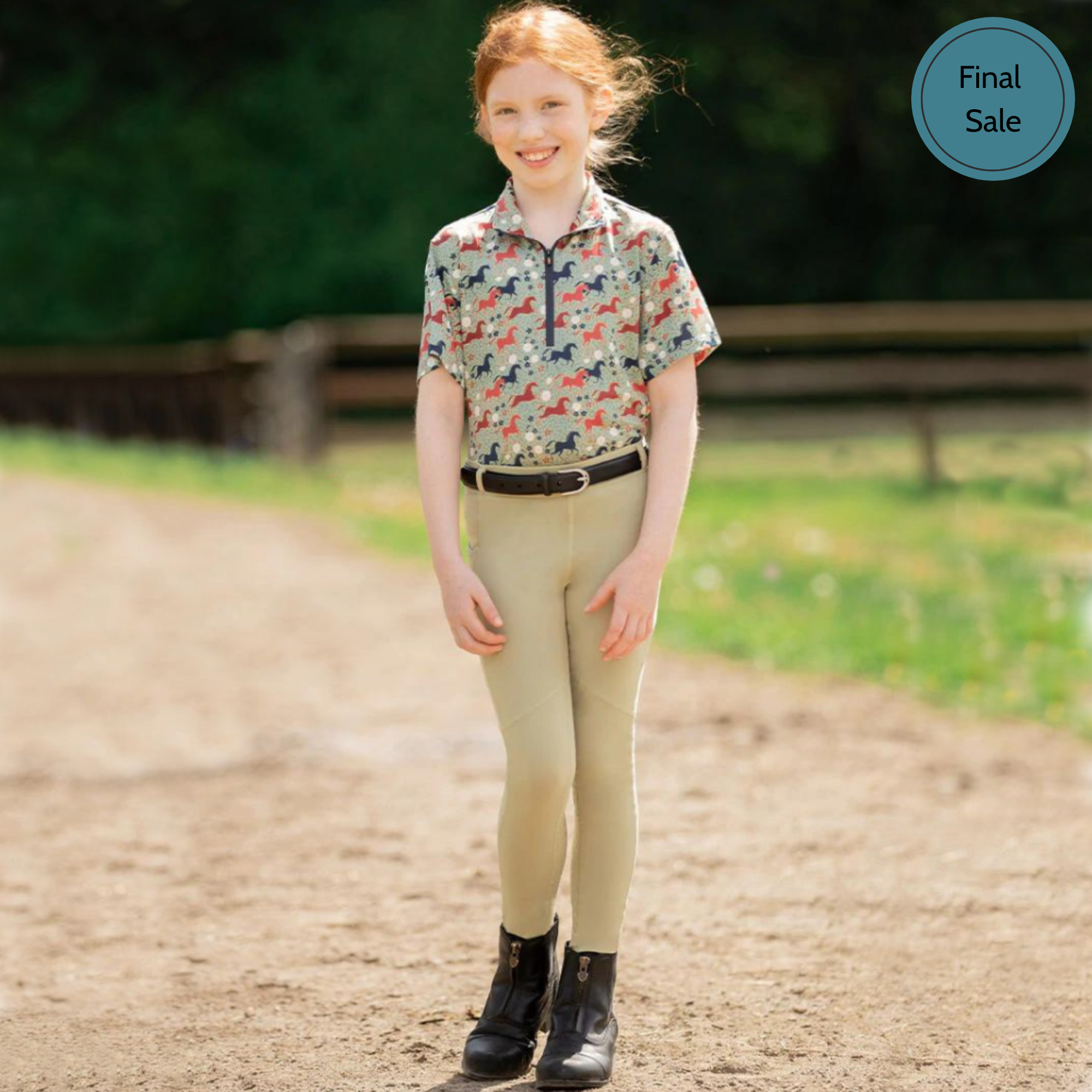Kerrits Kids Ice Fil® Full Seat Tech Tight, Black & Tan