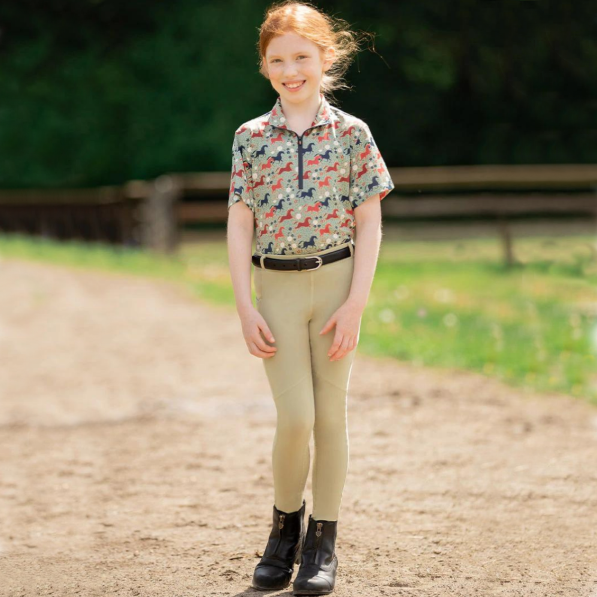Kerrits Kids Ice Fil® Full Seat Tech Tight, Black & Tan