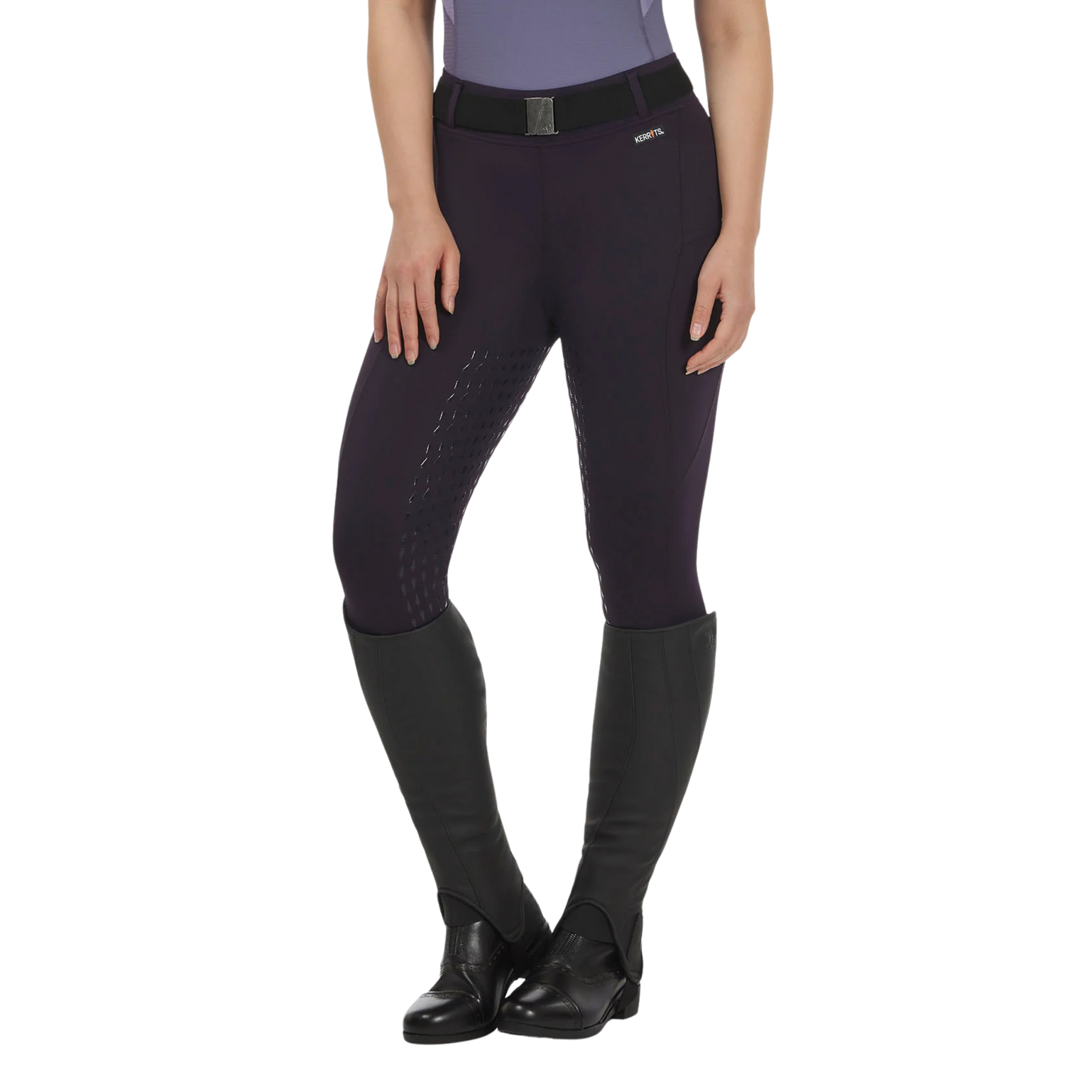 Kerrits Coolcore Silicone Full Leg Riding Tech Tight, Plumnoir