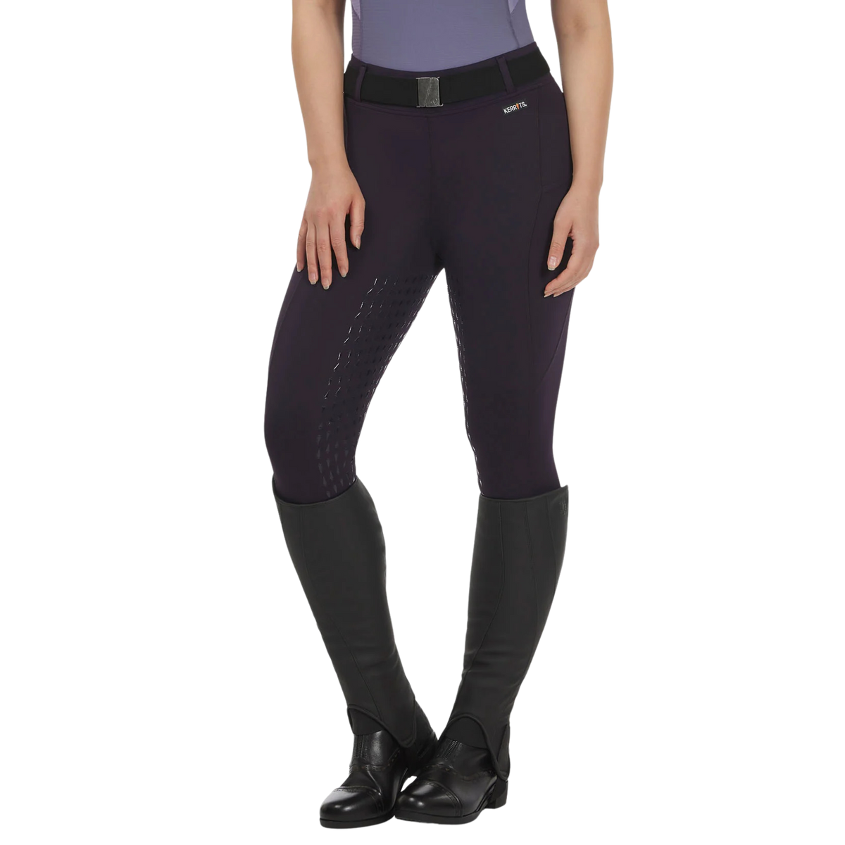 Kerrits Coolcore Silicone Full Leg Riding Tech Tight, Plumnoir