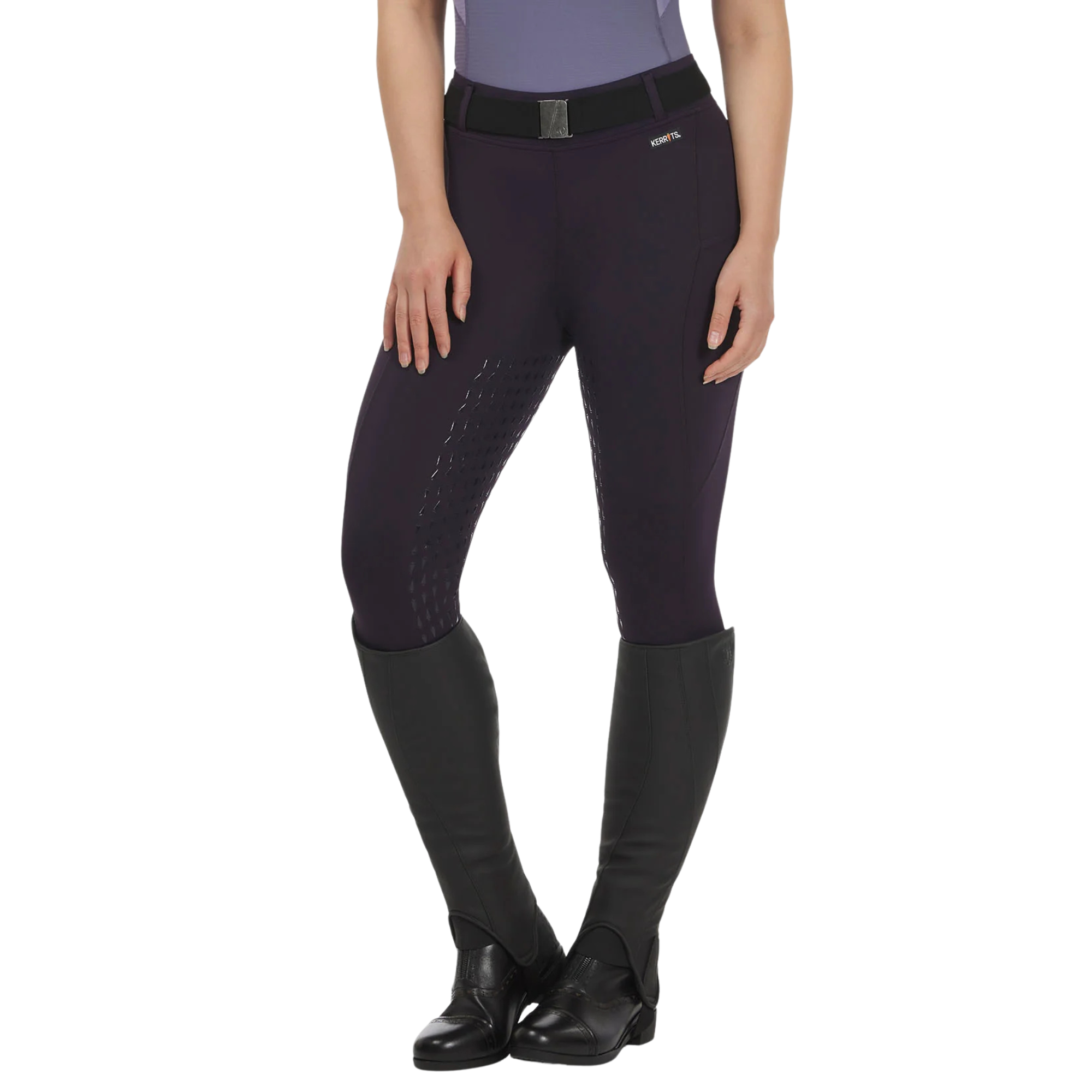 Kerrits Coolcore Silicone Full Leg Riding Tech Tight, Plumnoir