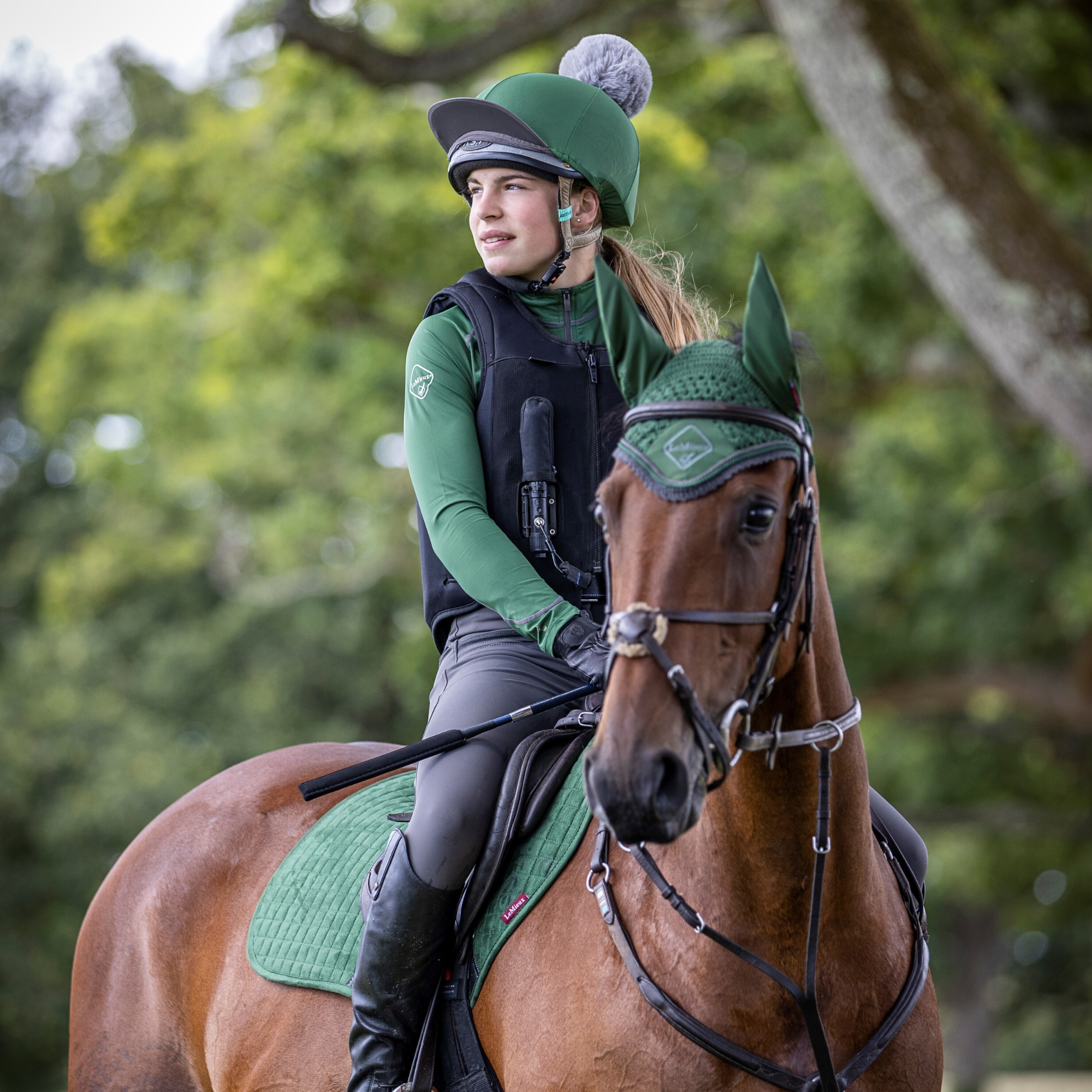 LeMieux Pom Hat Silk, Hunter Green