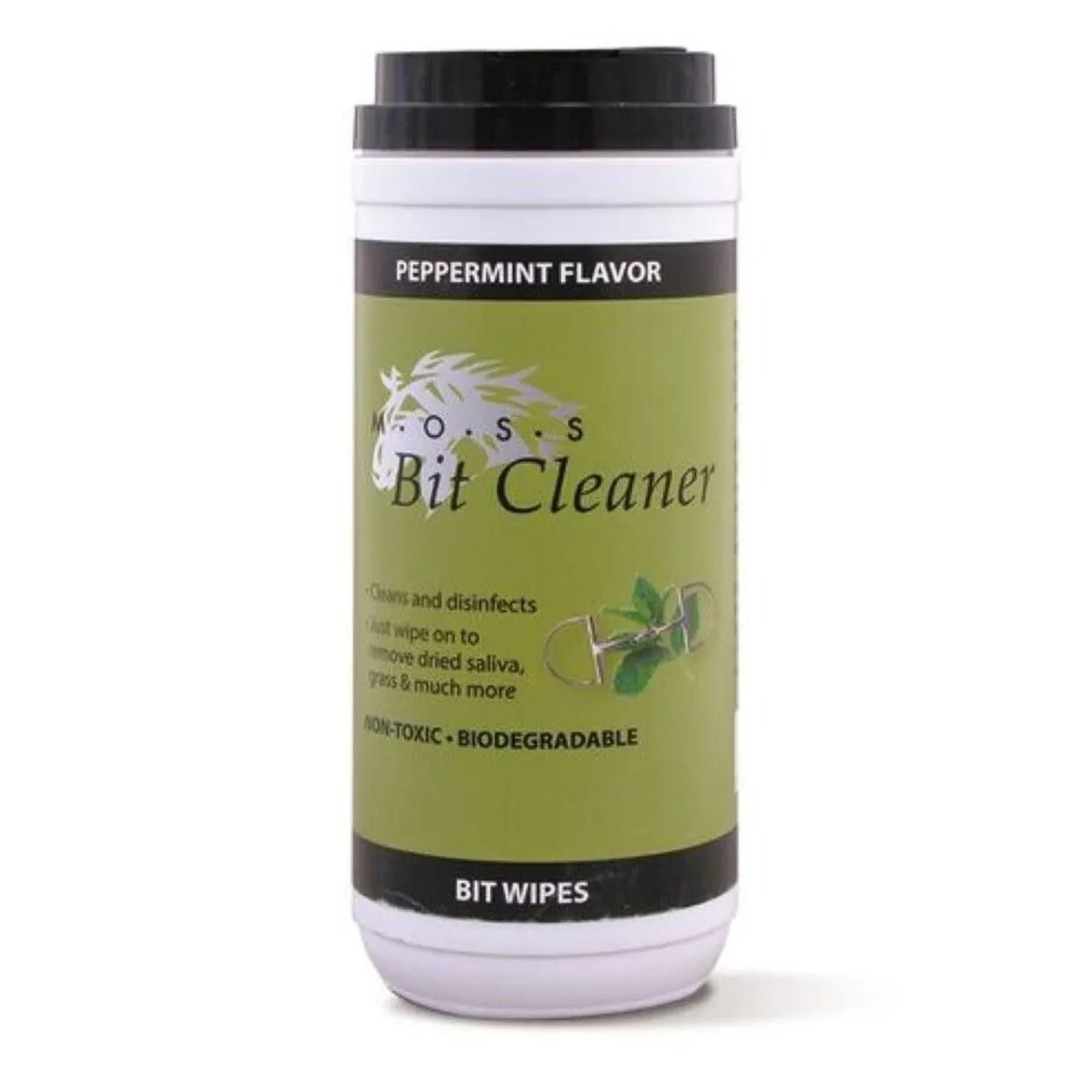Container of Bit Cleaner with peppermint flavor on a white background
