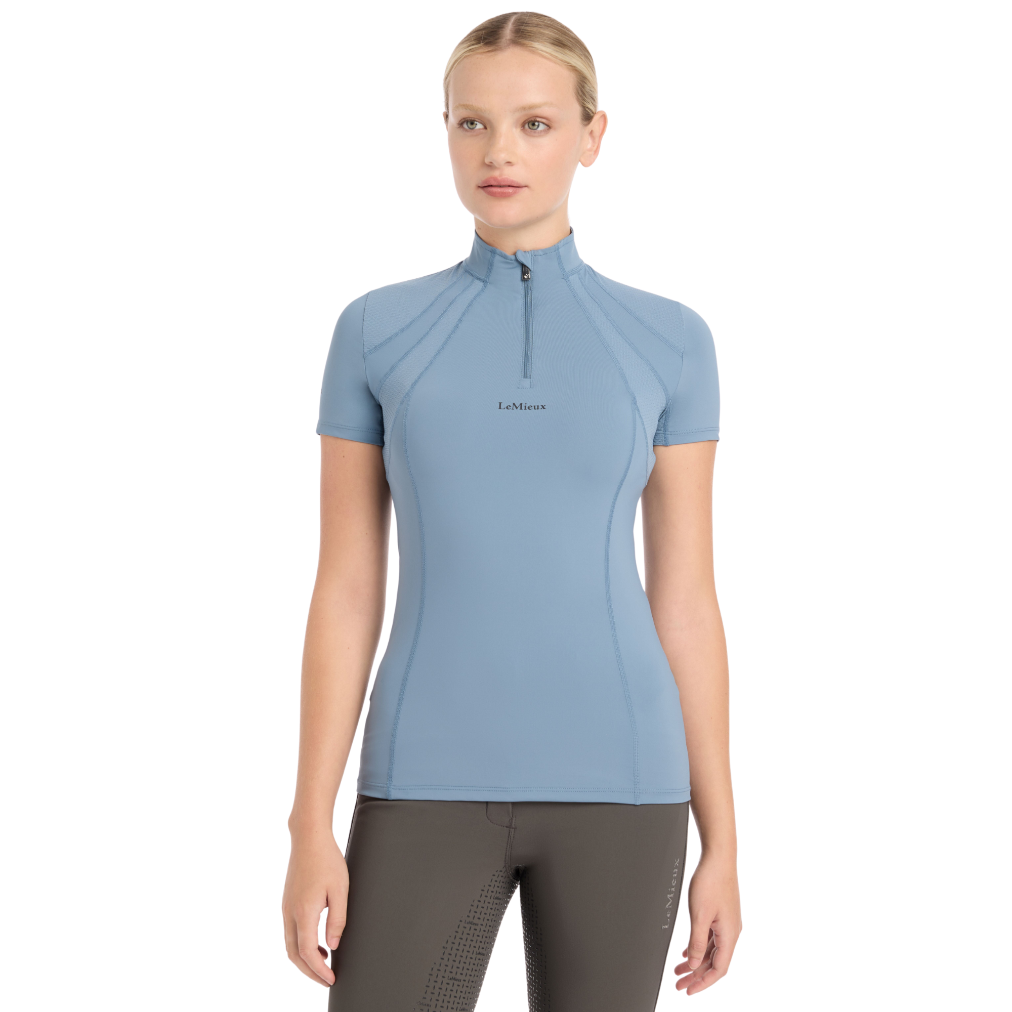 LeMieux Mia Mesh Short Sleeve Base Layer, Ice Blue