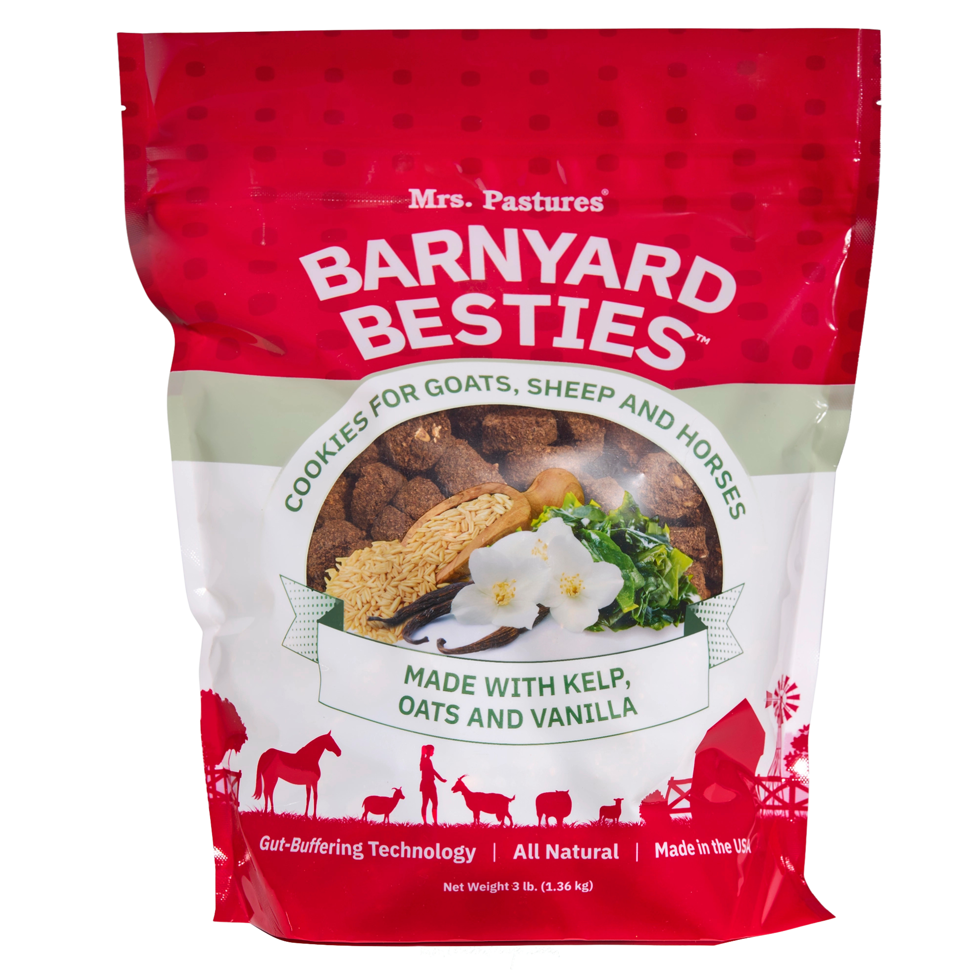 Image of the front of a bag of Mrs. Pastures&