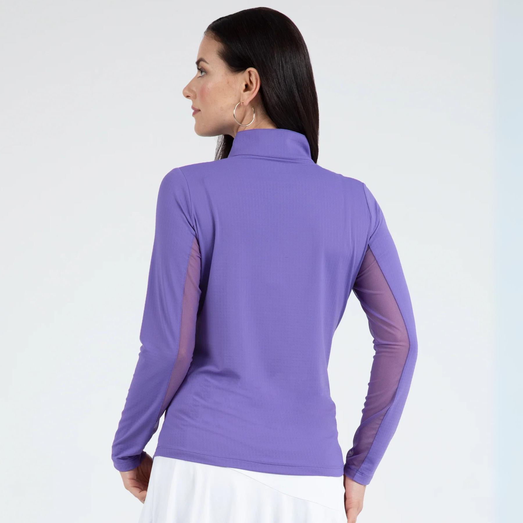 IBKUL Long Sleeve 1/4 Zip Mock Neck Top, Plum