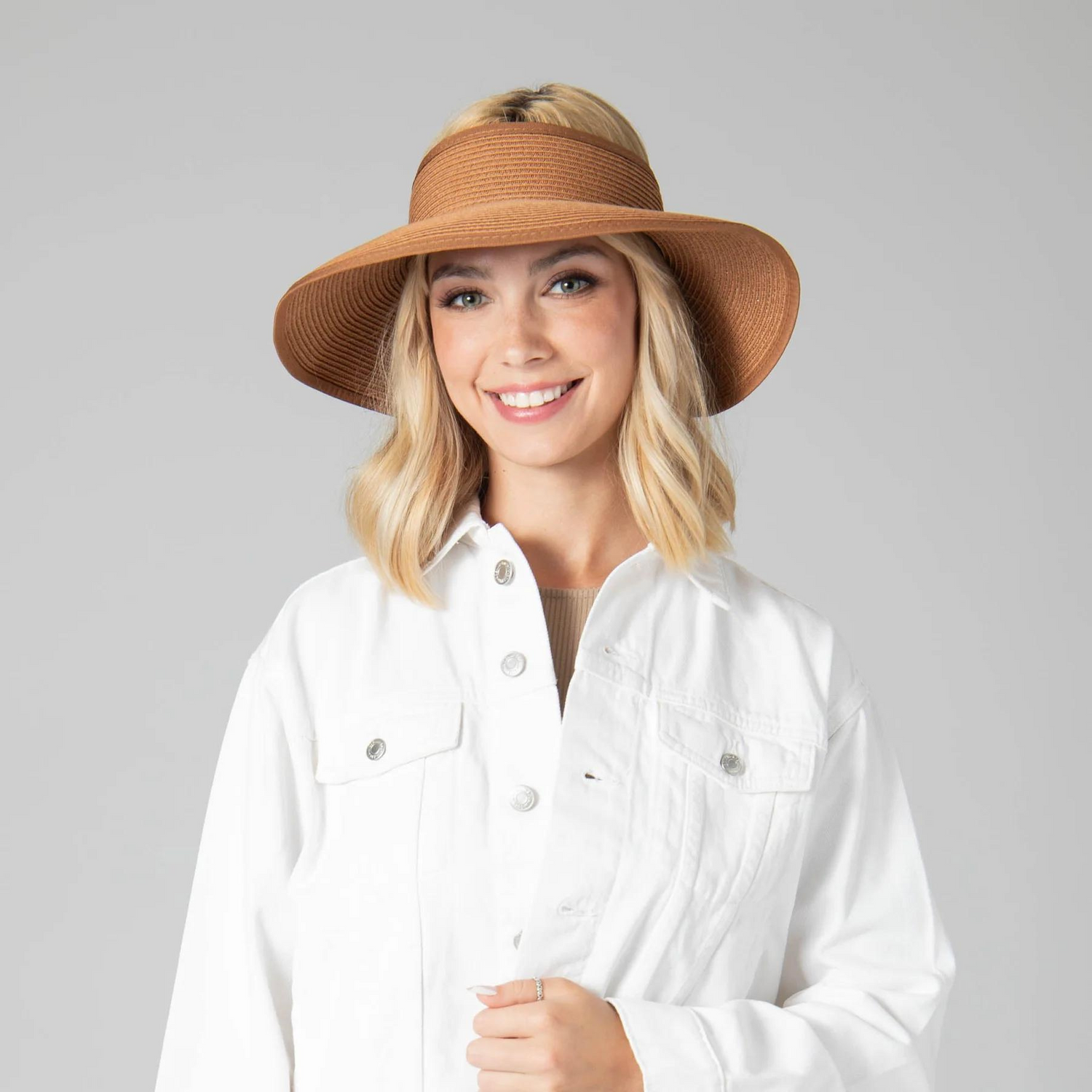 San Diego Hat Company Signature Ultrabraid Large Brim Visor, Brown