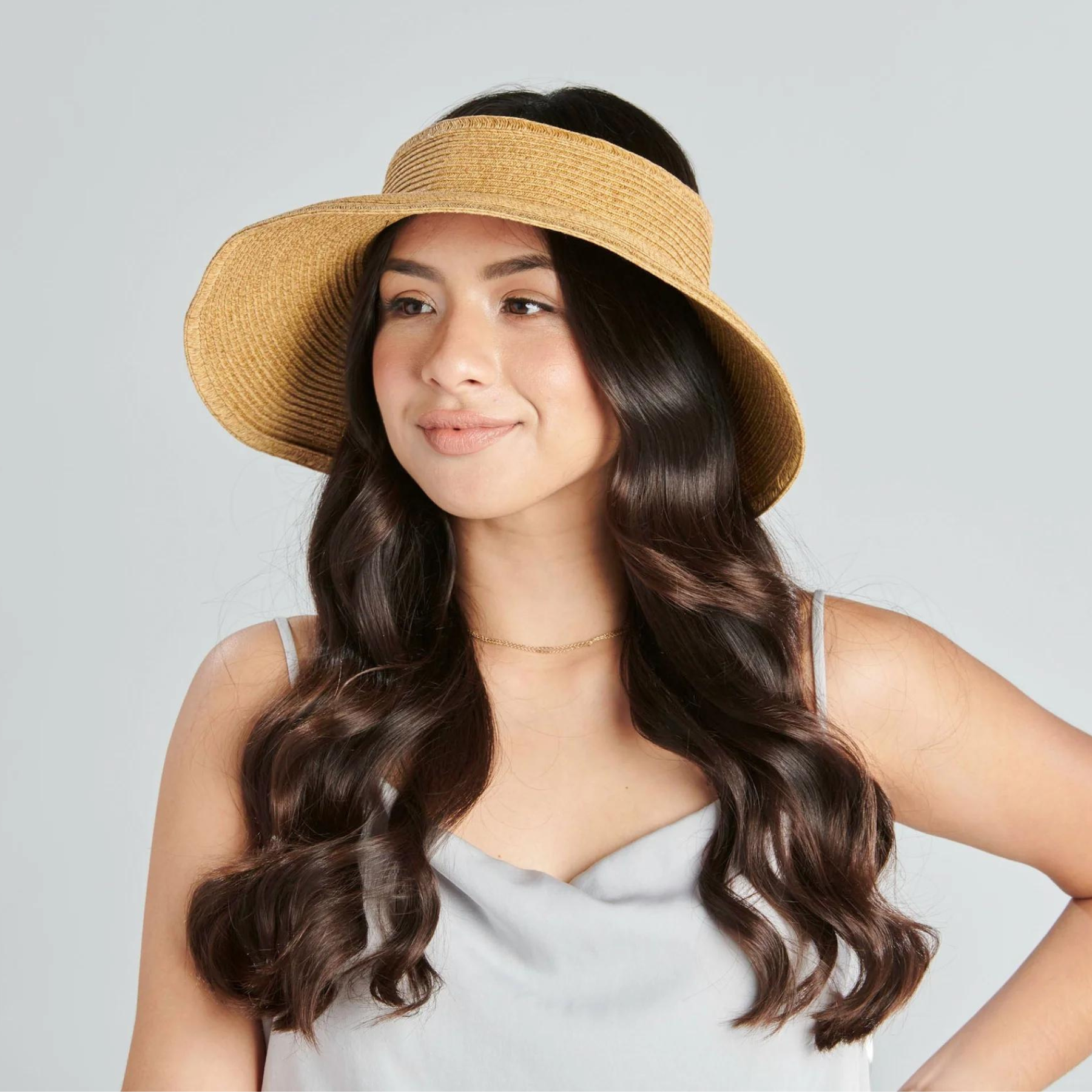 San Diego Hat Company Signature Ultrabraid Large Brim Visor, Coffee