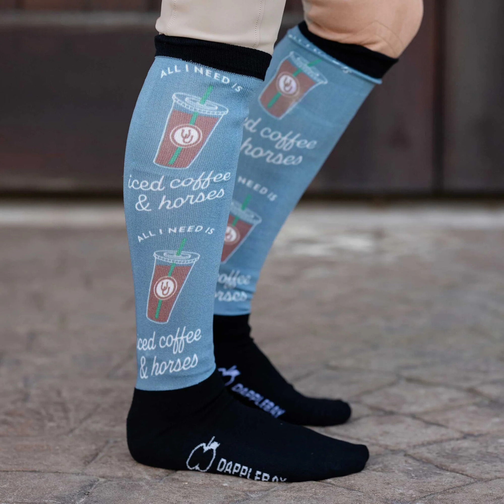 Dapplebay Slick Boot Socks, Iced Coffee & Horses