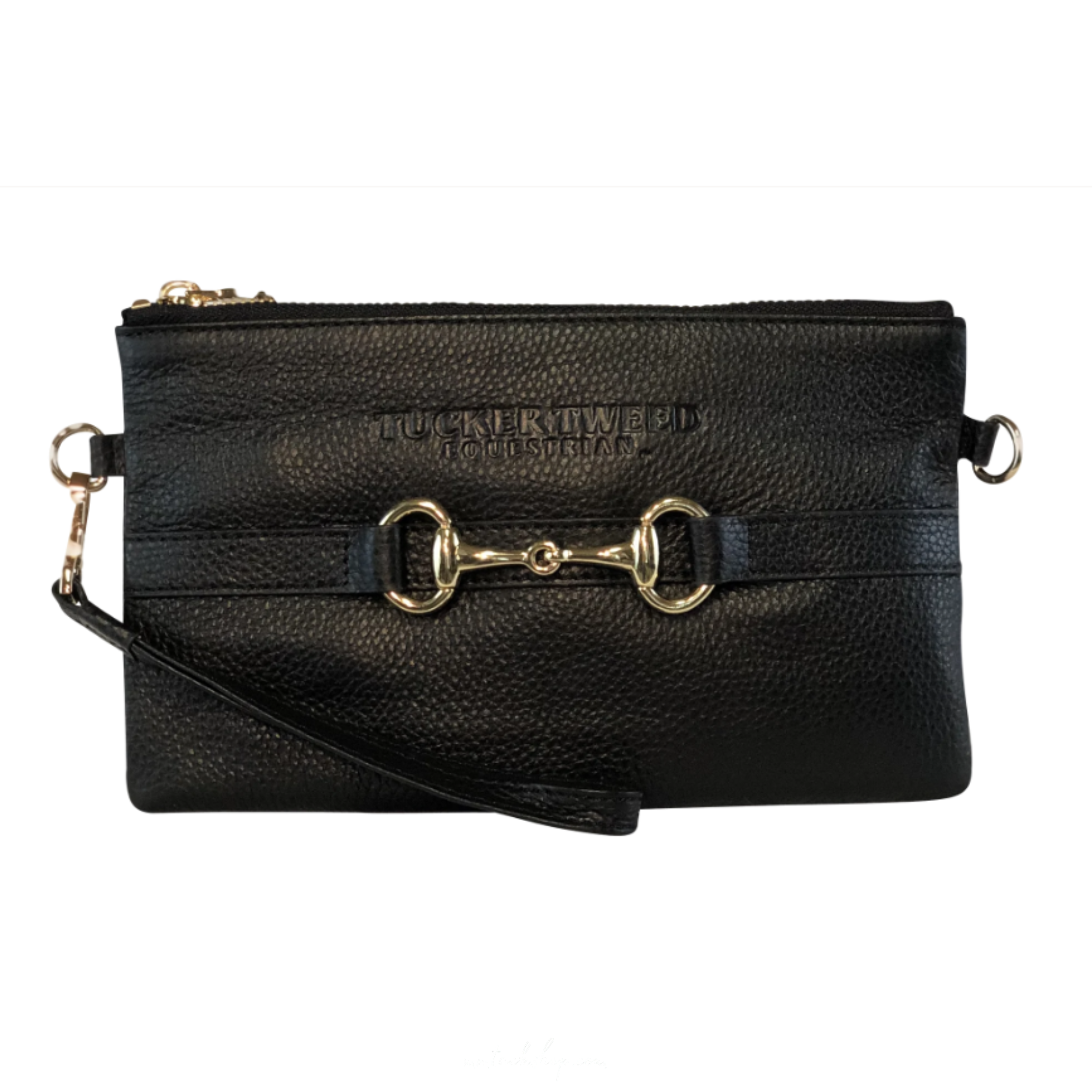 Tucker Tweed Equestrian Wellington Wristlet, Black/Gun Metal Logo