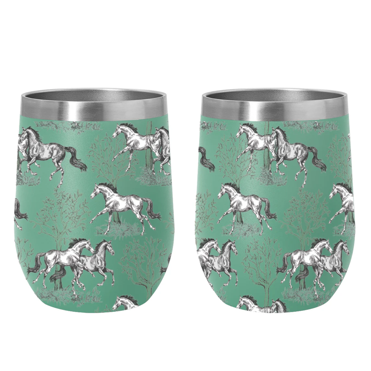 AWST "Lila Toile" Stainless Steel Wine Tumbler 12 oz