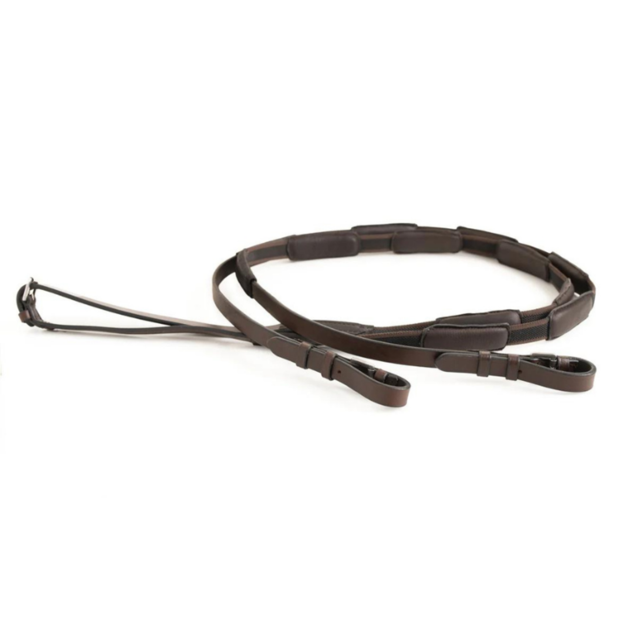 Brown correct connect reins with hook n loop ends.