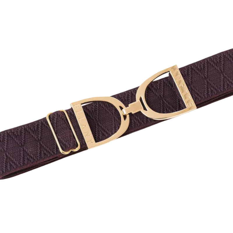 Ellany 1.5" Bordeaux Dante, Gold Stirrup Buckle Belt