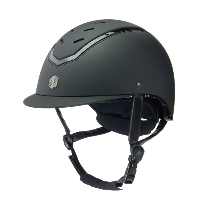 EQx by Charles Owen Kylo Black Matte with Black Gloss frame riding helmet.