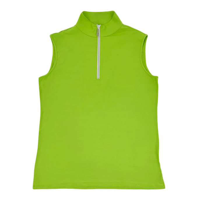 Tailored Sportsman IceFil Zip Sleeveless Shirt, Apple Green with Gold Zip