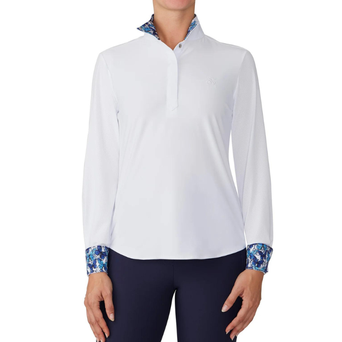 Ovation® Ladies JordenDX Long Sleeve Show Shirt, Blue Butterfly