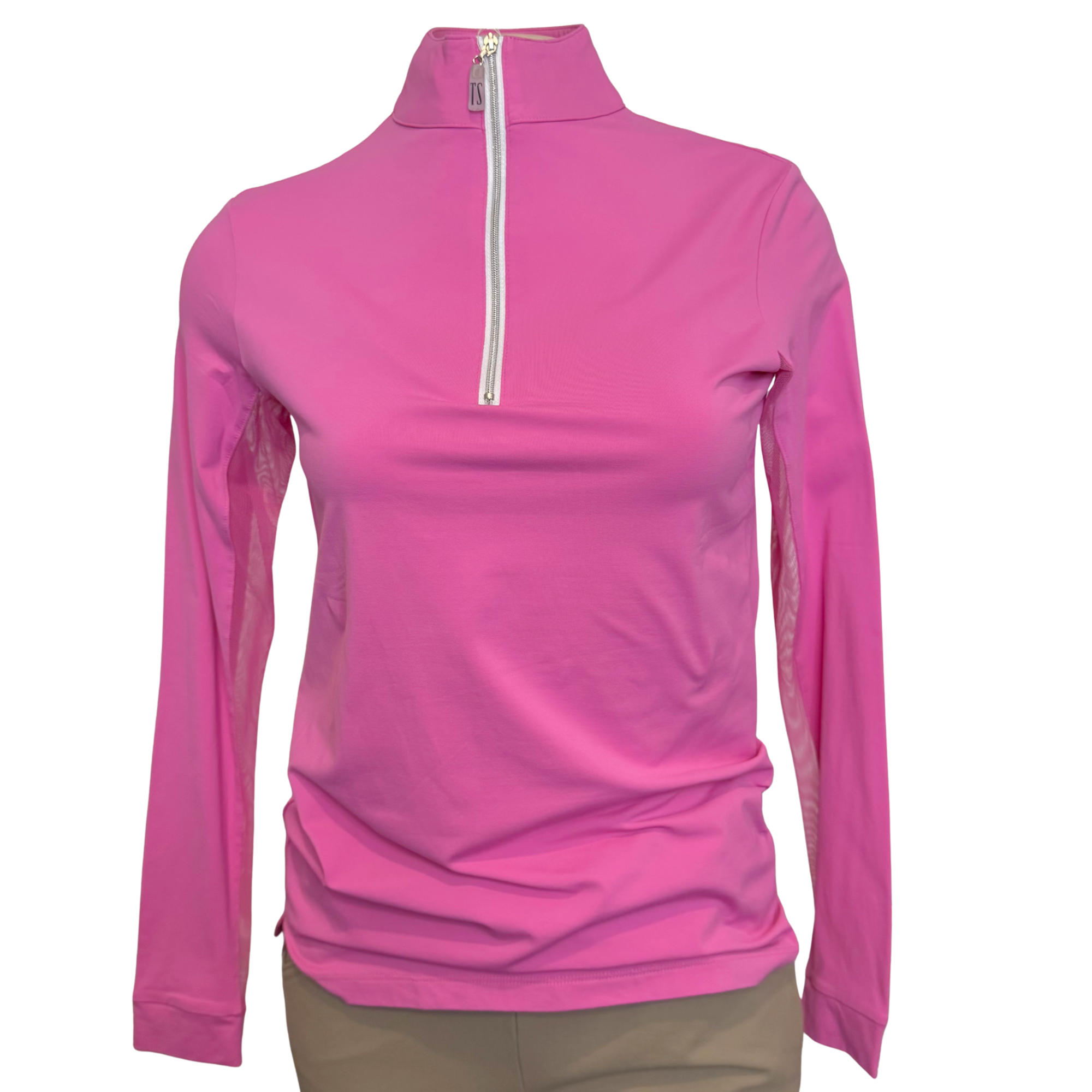 Tailored Sportsman IceFil Zip Shirt, Bubble Gum with Silver Zipper