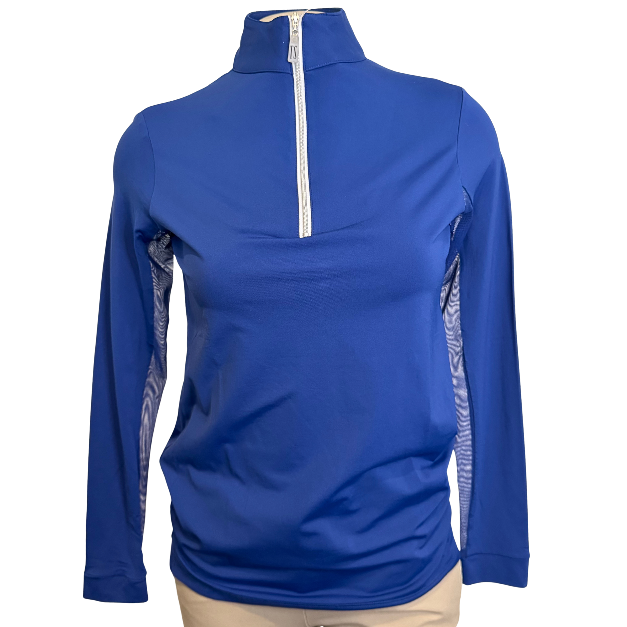 Tailored Sportsman IceFil Zip Shirt, Sapphire with Silver Zipper