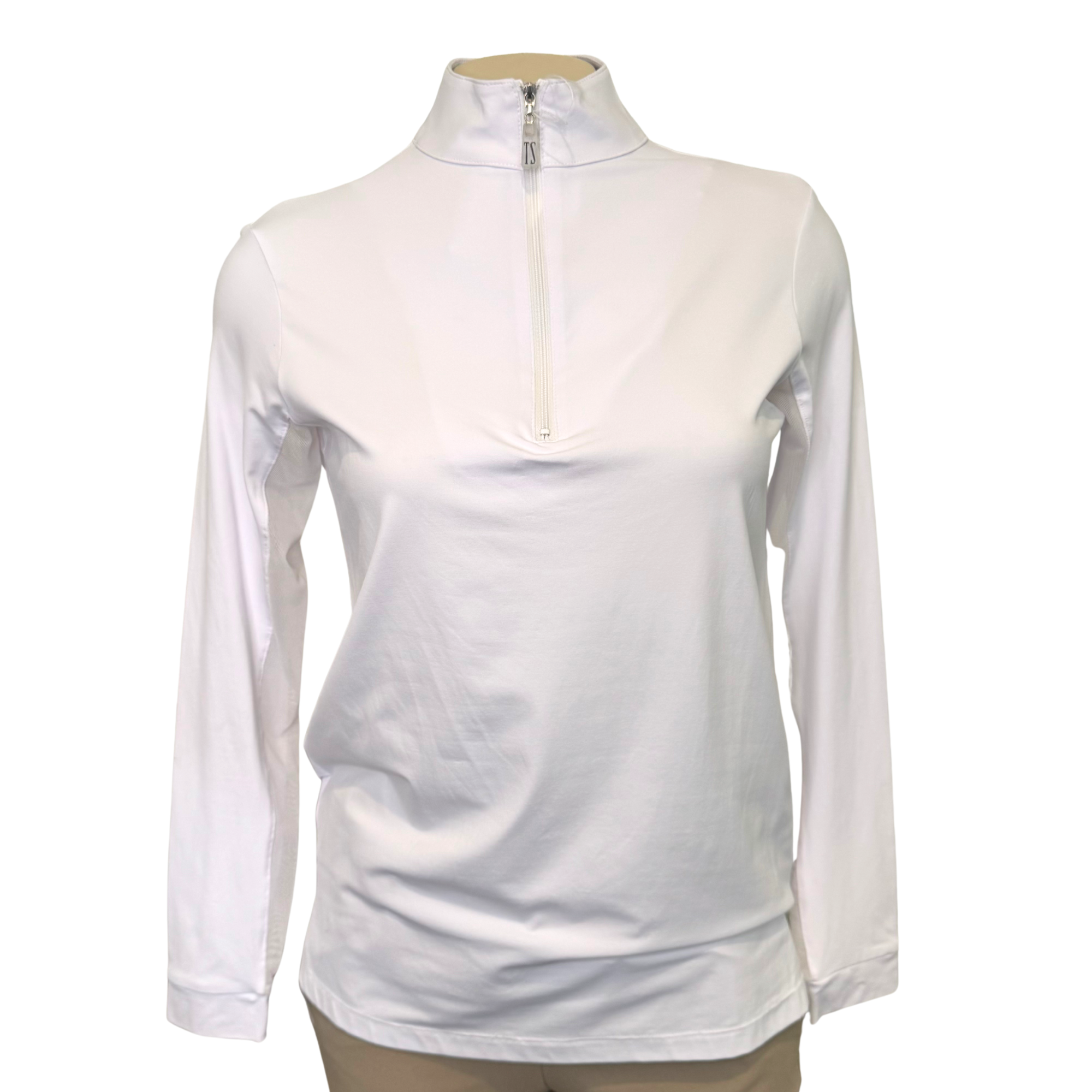 Tailored Sportsman IceFil Zip Shirt, White with White Zip