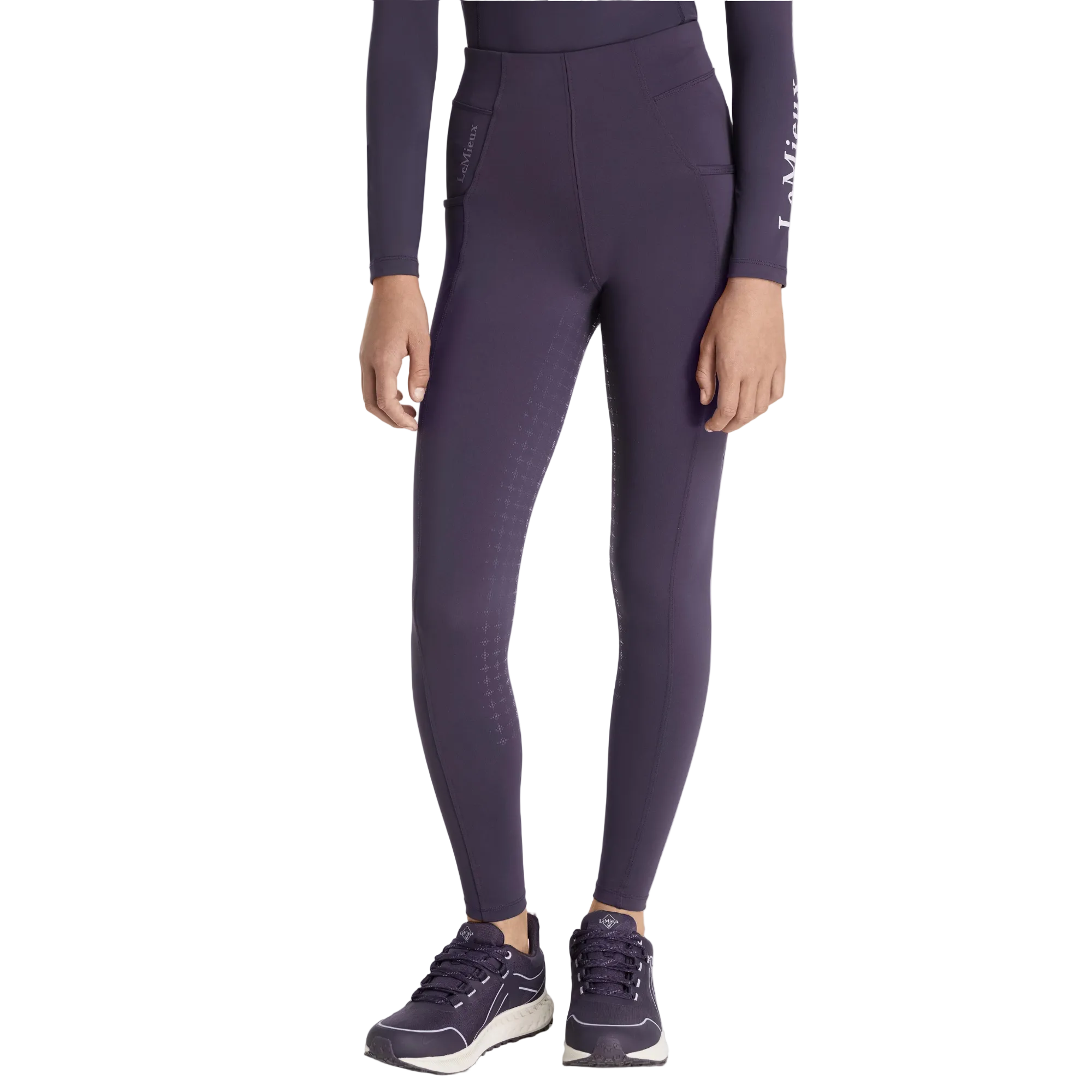 LeMieux Young Rider Orla Pull On Full Grip Tights, Juniper