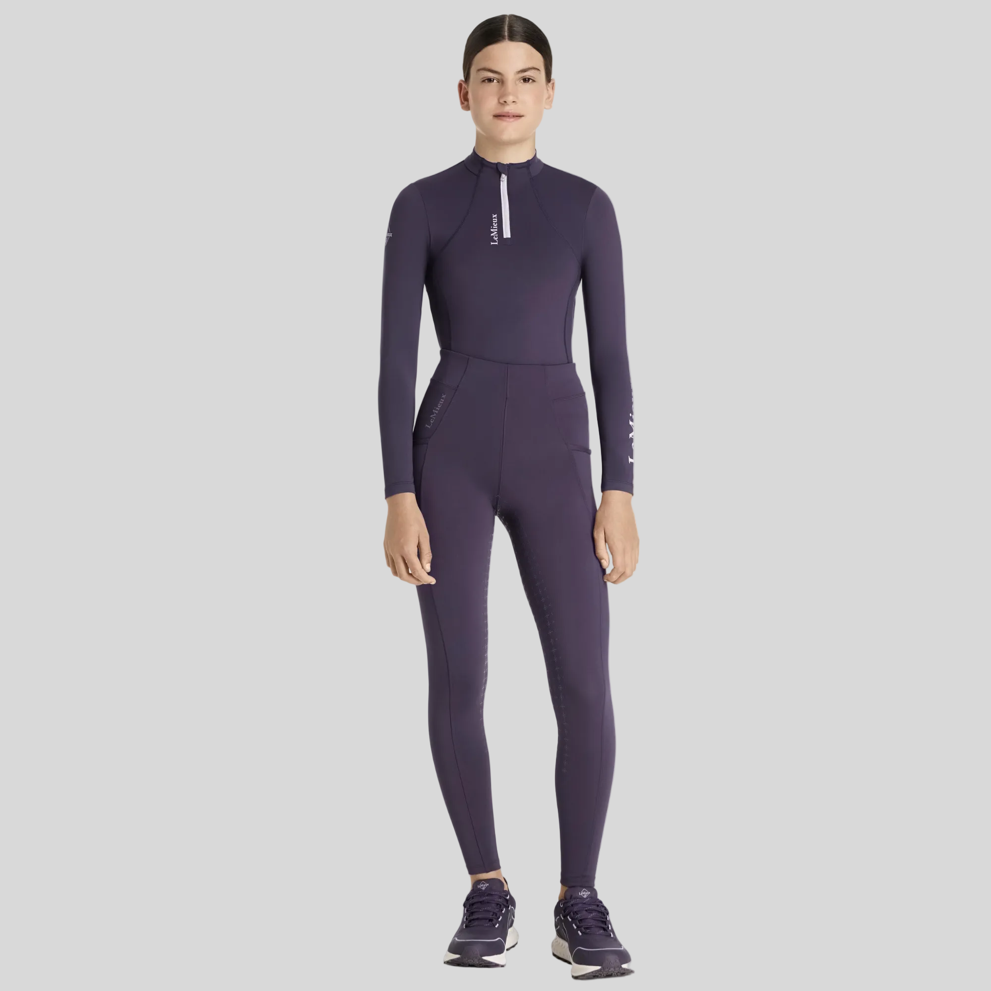 LeMieux Young Rider Orla Pull On Full Grip Tights, Juniper