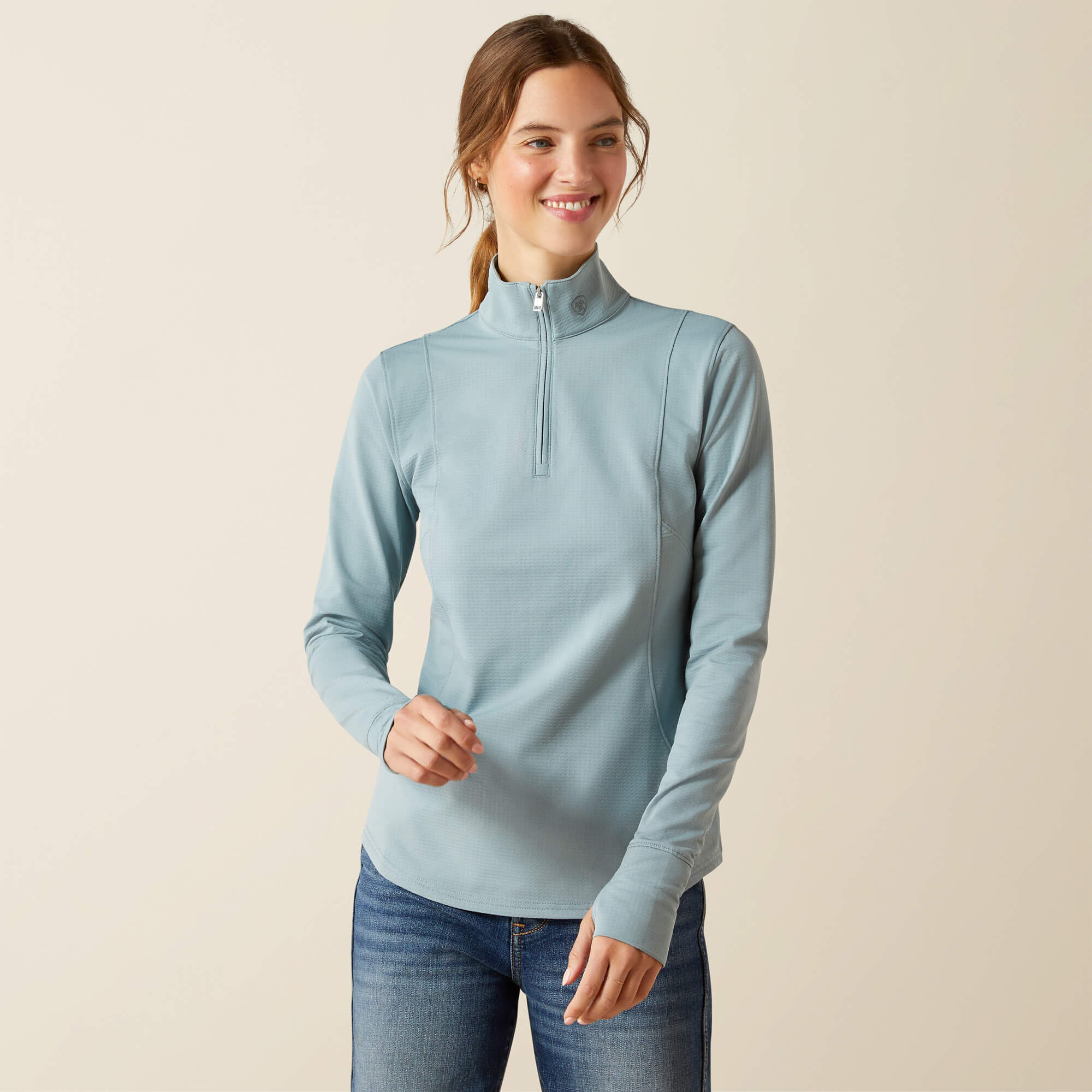 Ariat Gridwork 1/4 Zip Baselayer, Lead