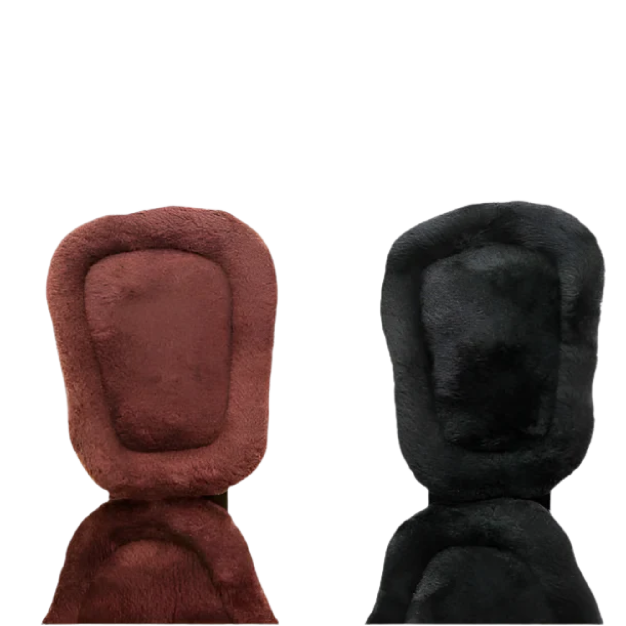 Set of brown and black fleece pads for short comfort girth.