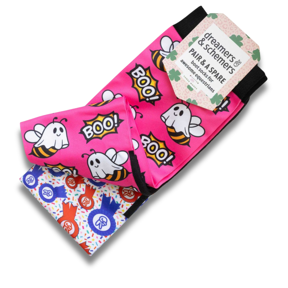 Dreamers & Schemers Boo Bees Pair & A Spare equestrian boot socks