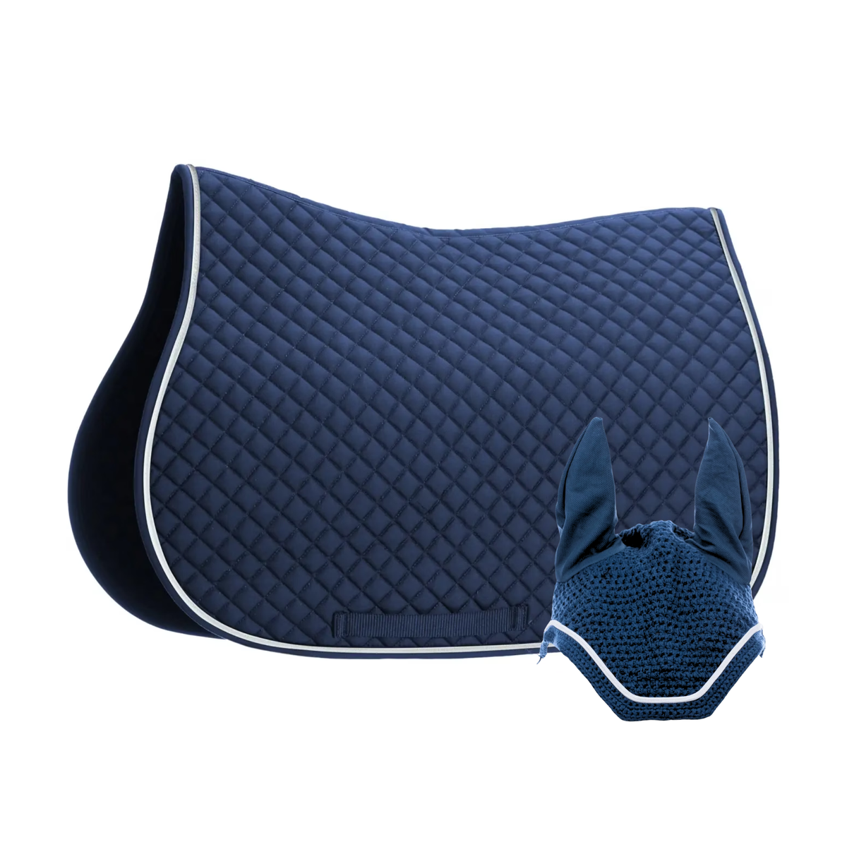 Equinavia Voss All Purpose Saddle Pad and Bonnet Set, Bluestone Blue/White