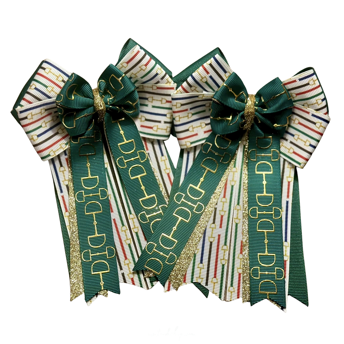 FabbyFab "Green Bit Stripes" Show Bows