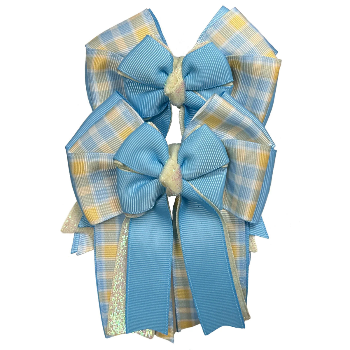 FabbyFab "Light Blue & Yellow Plaid " Show Bows