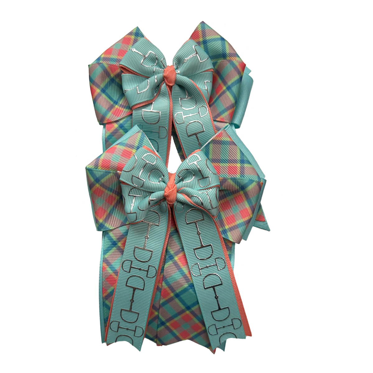 FabbyFab "Mint Coral Plaid" Show Bows