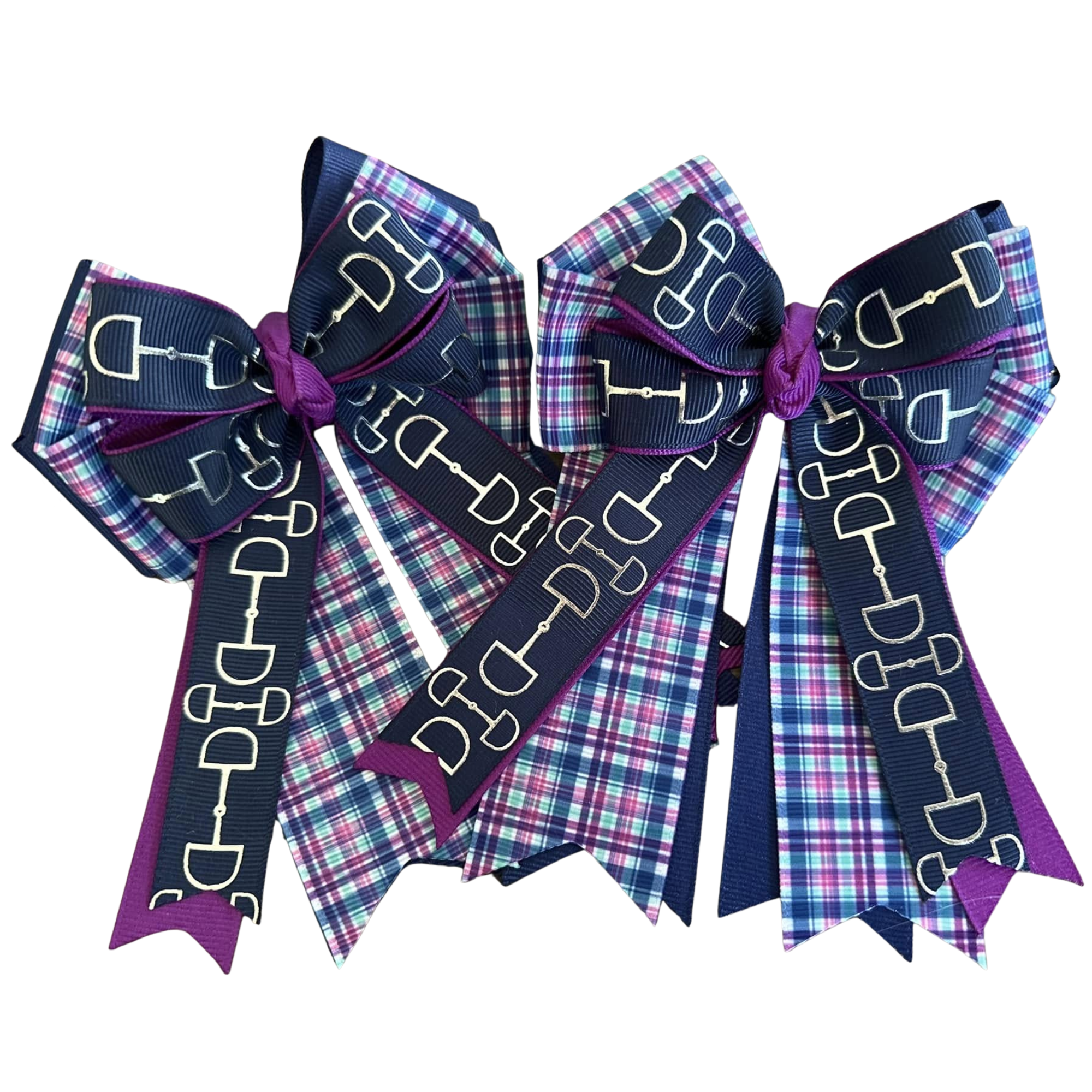 FabbyFab "Navy Orchid Plaid" Show Bows