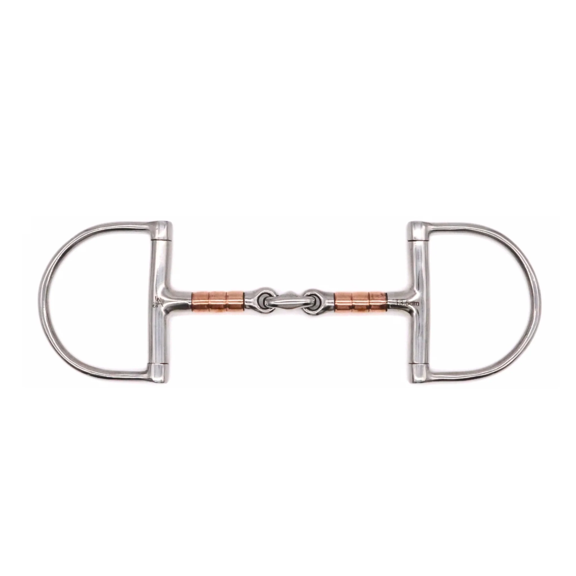 Jake Adams Equestrian Copper Roller Elliptical D bit on a white background.
