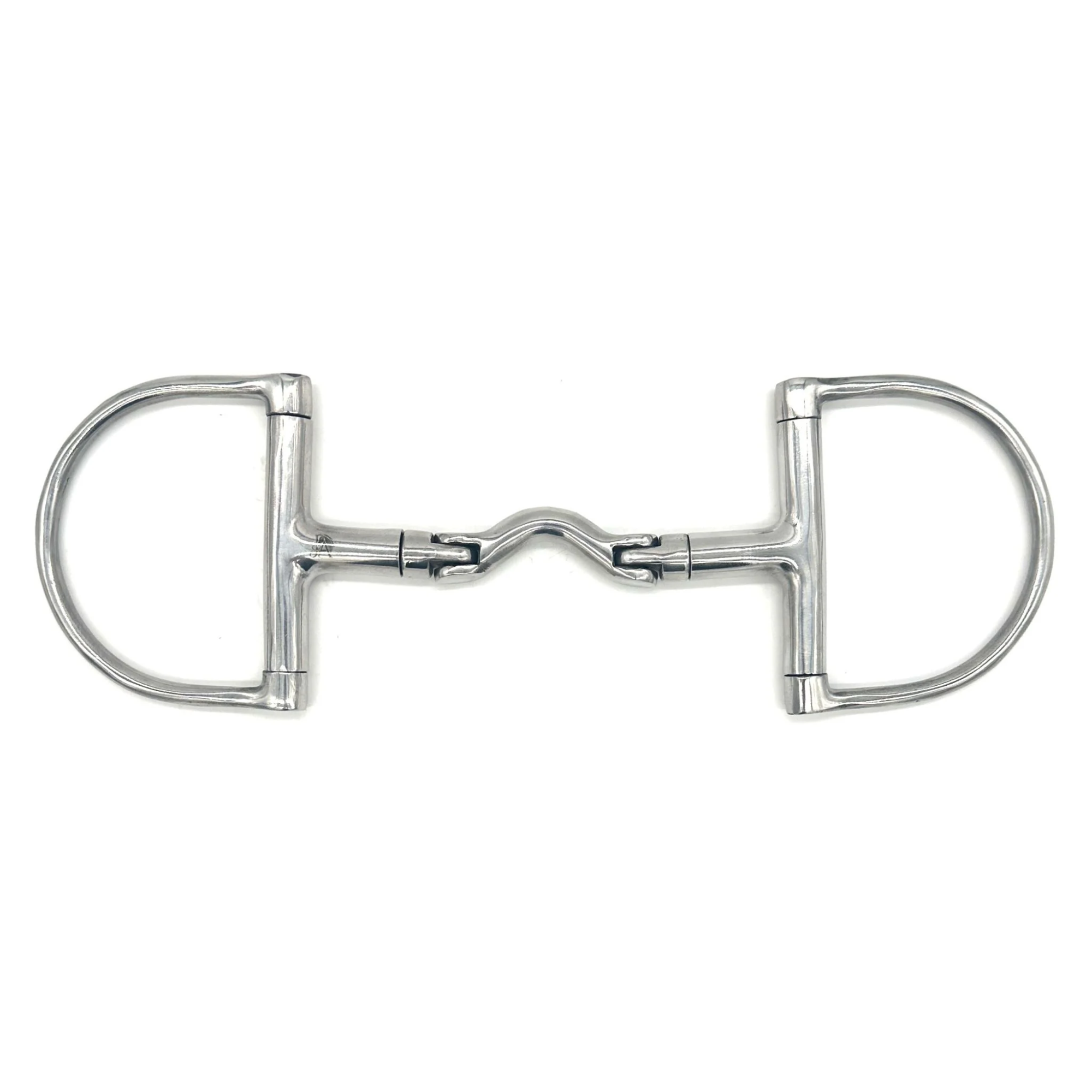 Jake Adams Equestrian Swivel Port Hinge D Bit on a White Background.