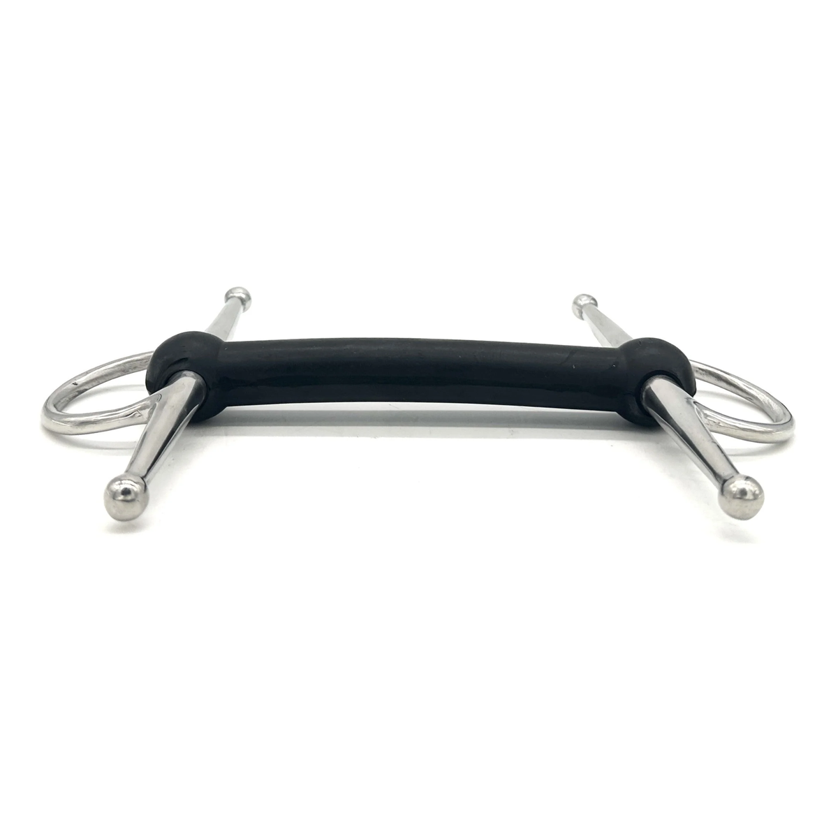 Side view of a Jake Adams Equestrian Soft Flexi Mouth Full Check bit on a white background.